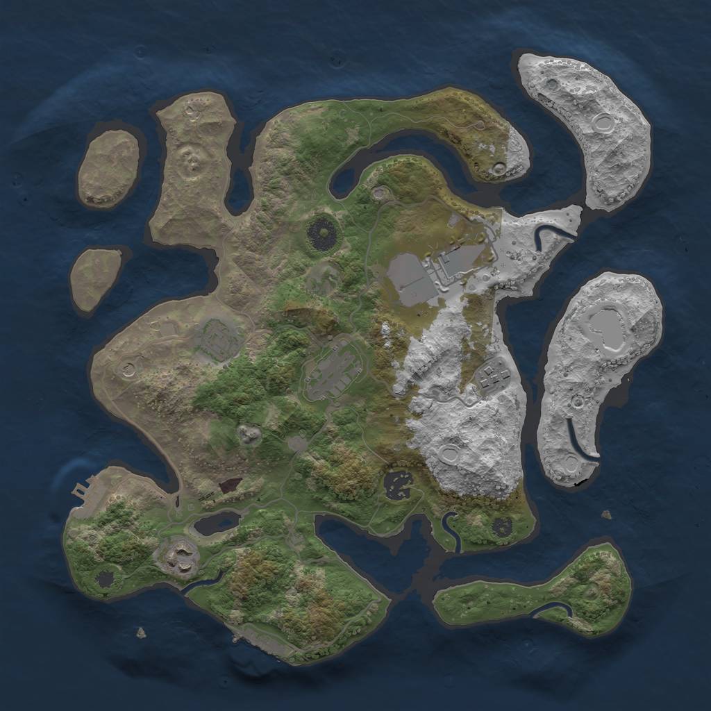 Rust Map: Procedural Map, Size: 3500, Seed: 96464621, 17 Monuments