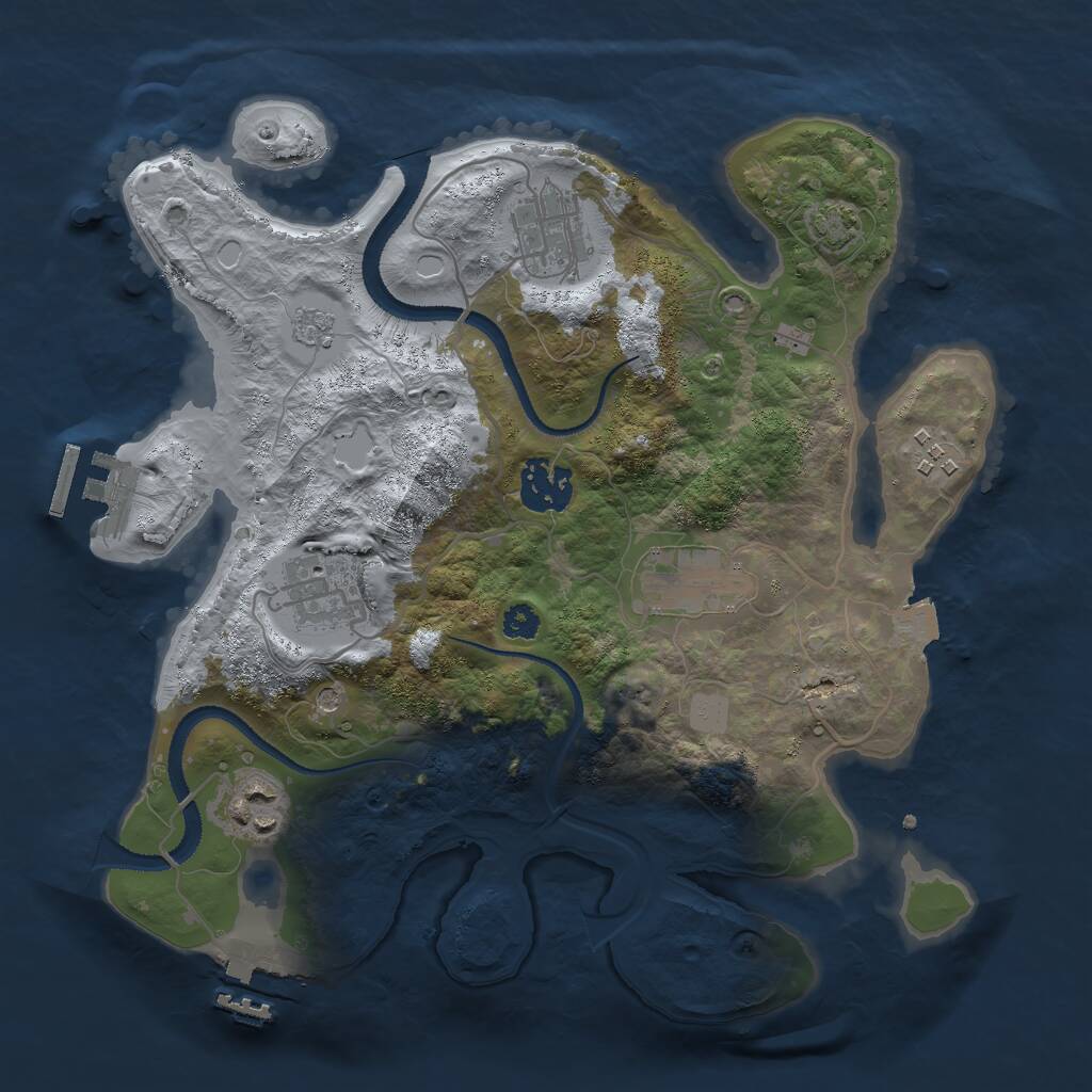 Rust Map: Procedural Map, Size: 3000, Seed: 1144238, 12 Monuments