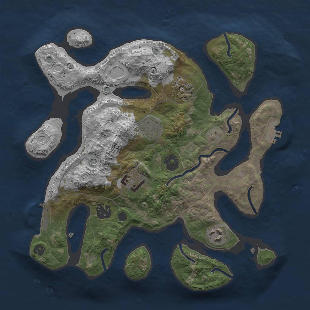 Rust Map: Procedural Map, Size: 3000, Seed: 1144238, 16 Monuments