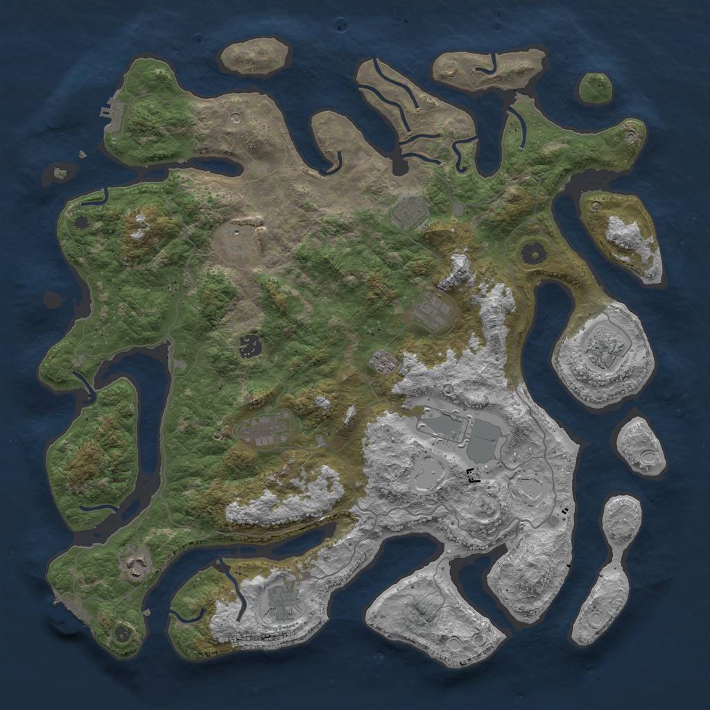 Rust Map: Procedural Map, Size: 4500, Seed: 1048060361, 21 Monuments