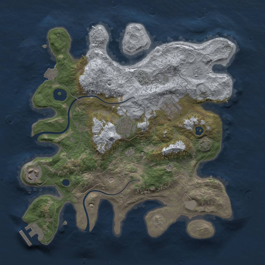 Rust Map: Procedural Map, Size: 3000, Seed: 211903, 9 Monuments