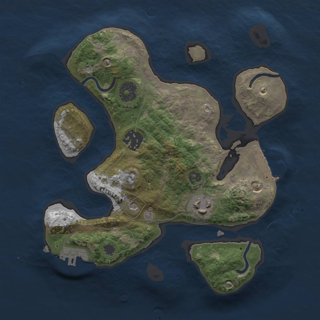 Rust Map: Procedural Map, Size: 2500, Seed: 4261990, 13 Monuments