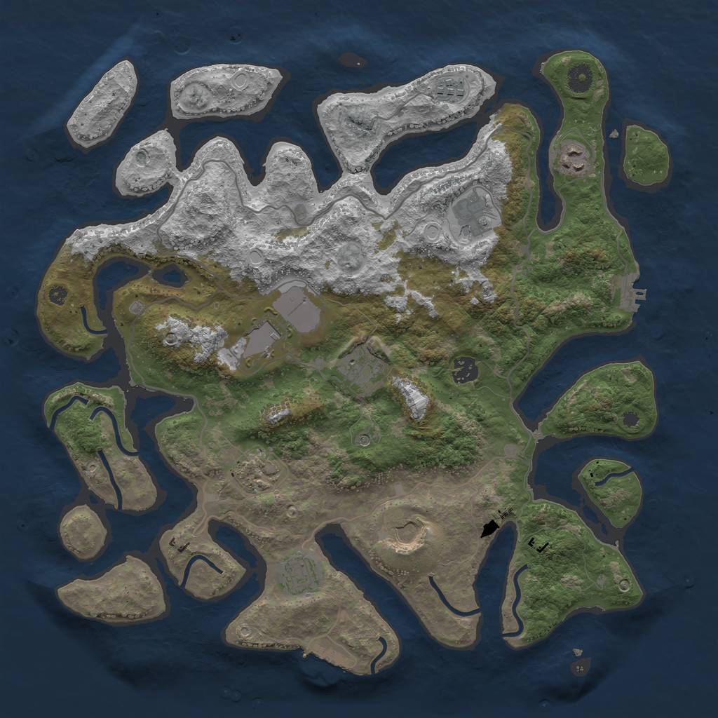 Rust Map: Procedural Map, Size: 4000, Seed: 69420247, 20 Monuments
