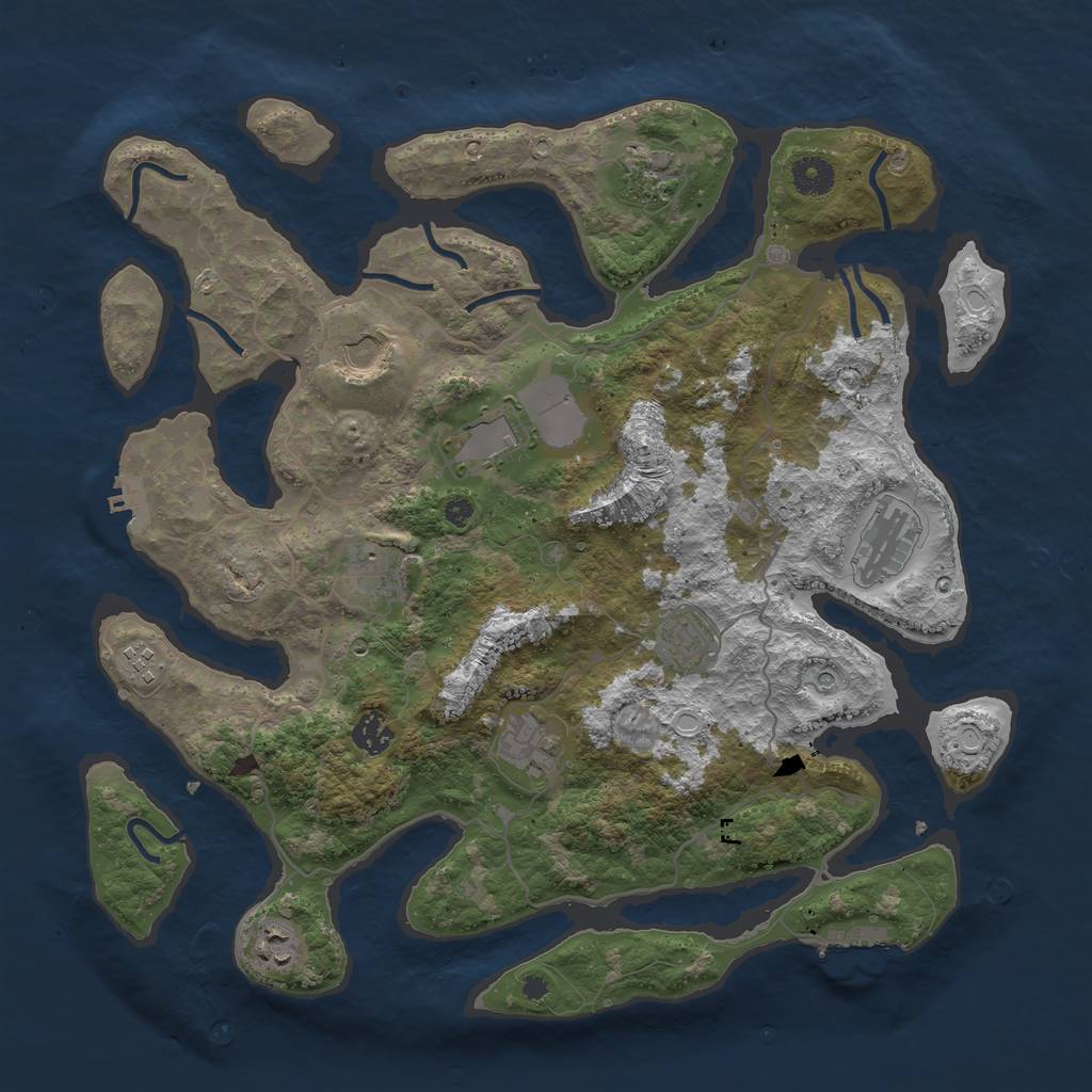 Rust Map: Procedural Map, Size: 4000, Seed: 1486622781, 21 Monuments