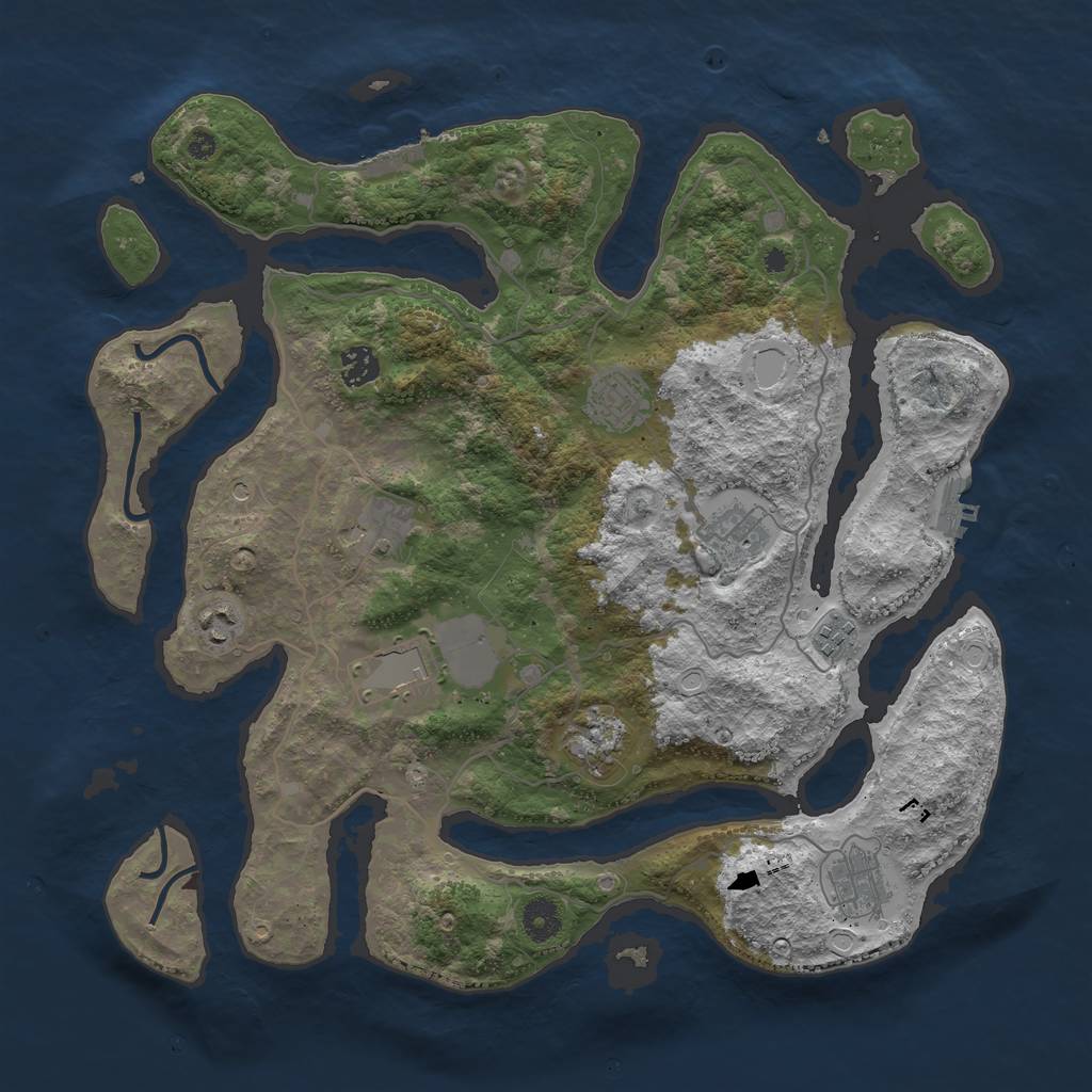 Rust Map: Procedural Map, Size: 4000, Seed: 663560255, 20 Monuments