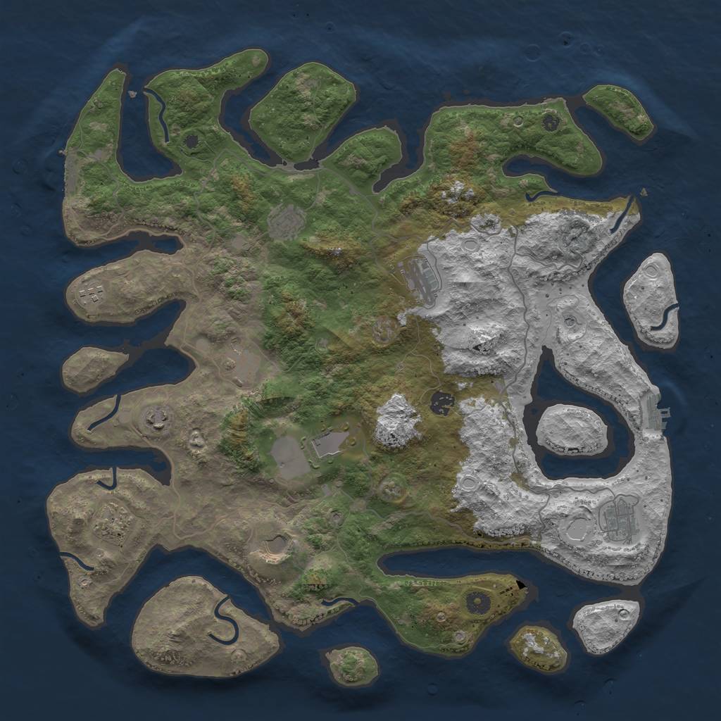Rust Map: Procedural Map, Size: 4500, Seed: 28931436, 21 Monuments