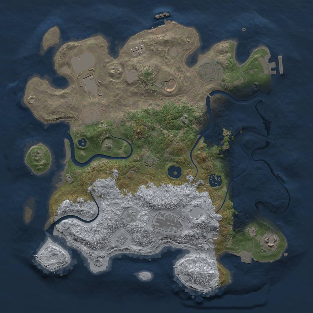 Rust Map: Procedural Map, Size: 3500, Seed: 1275408882, 14 Monuments