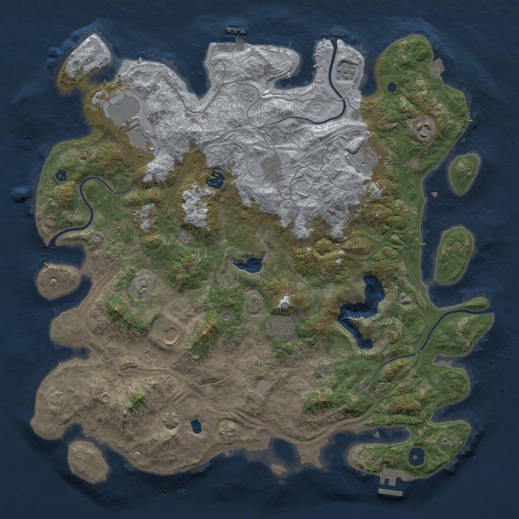 Rust Map: Procedural Map, Size: 4400, Seed: 734896720, 15 Monuments
