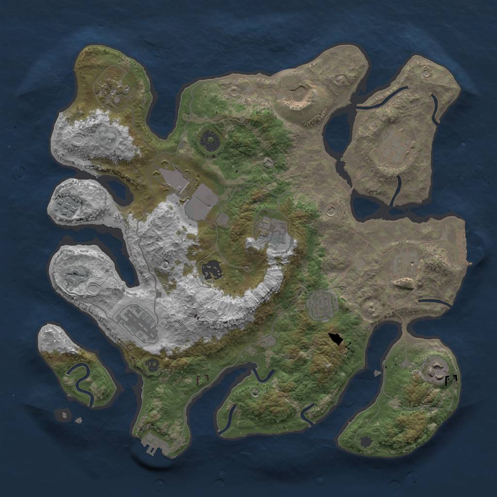 Rust Map: Procedural Map, Size: 3700, Seed: 611461257, 22 Monuments