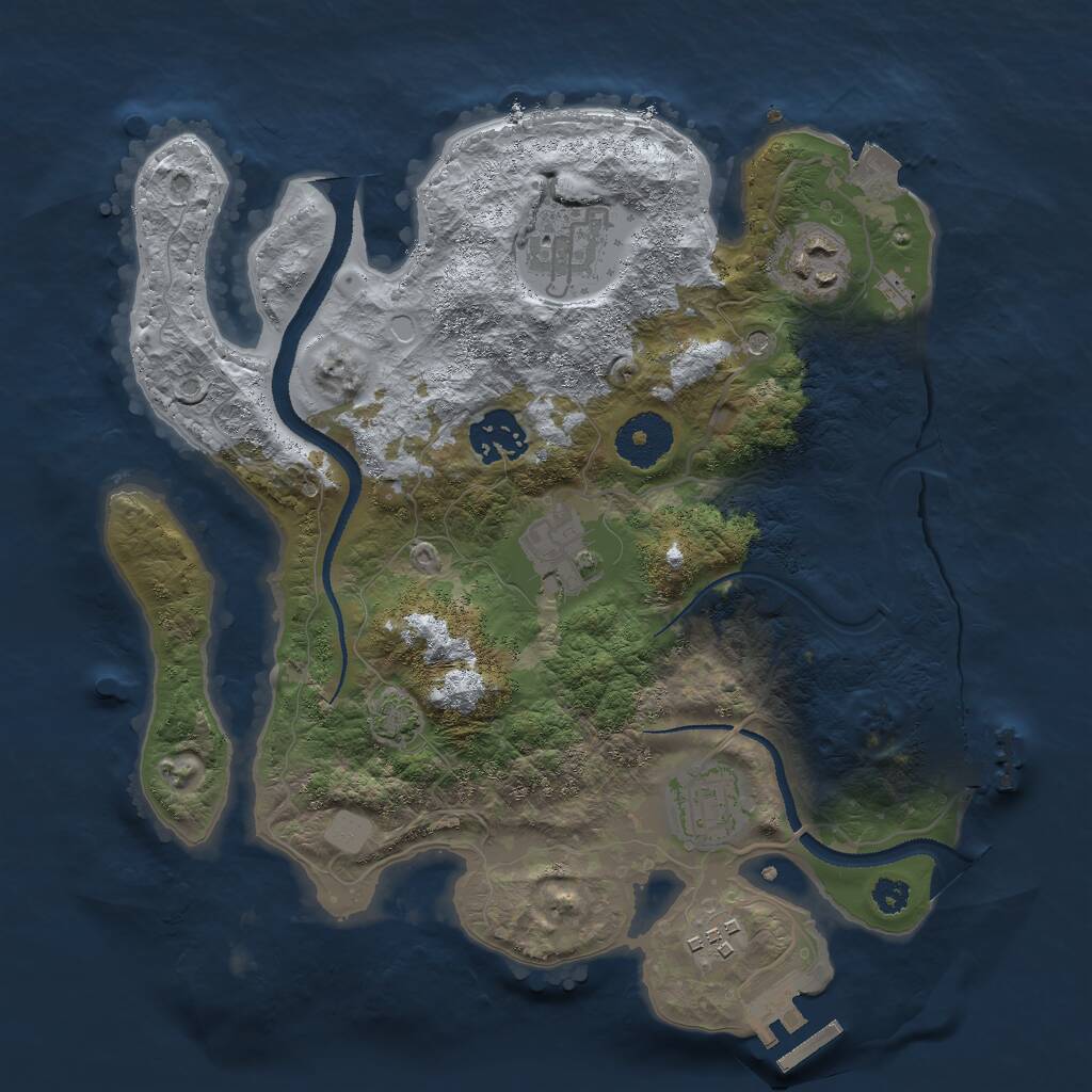 Rust Map: Procedural Map, Size: 3000, Seed: 761363, 11 Monuments