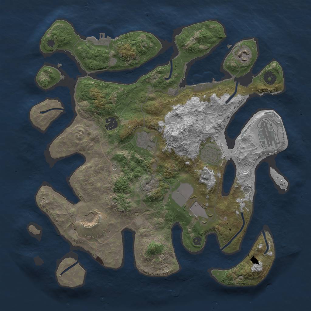 Rust Map: Procedural Map, Size: 3600, Seed: 250593, 18 Monuments