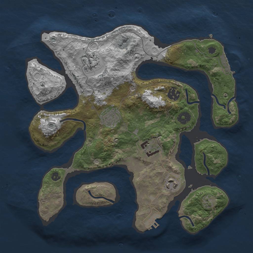 Rust Map: Procedural Map, Size: 3000, Seed: 5549321, 16 Monuments