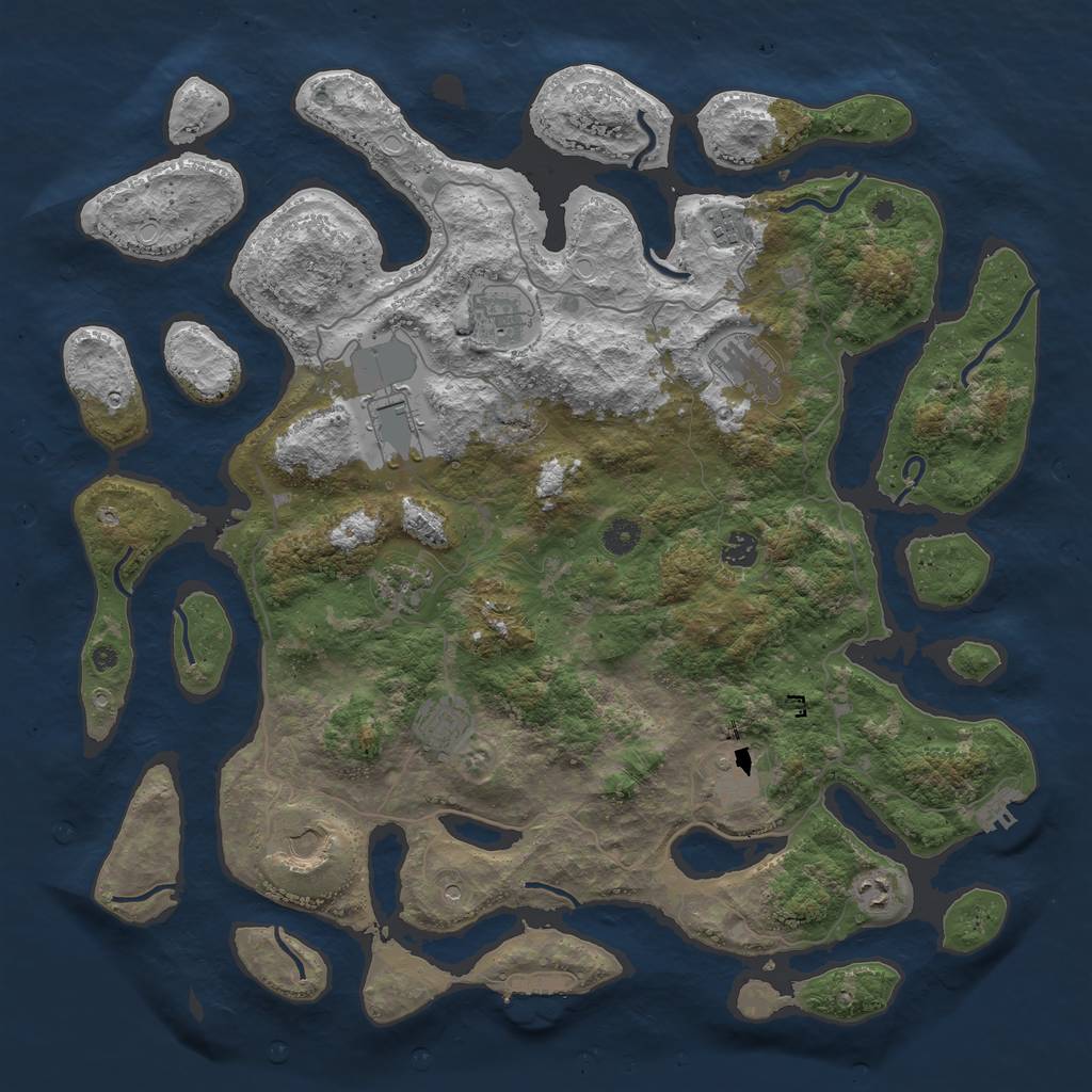 Rust Map: Procedural Map, Size: 4500, Seed: 129768167, 21 Monuments