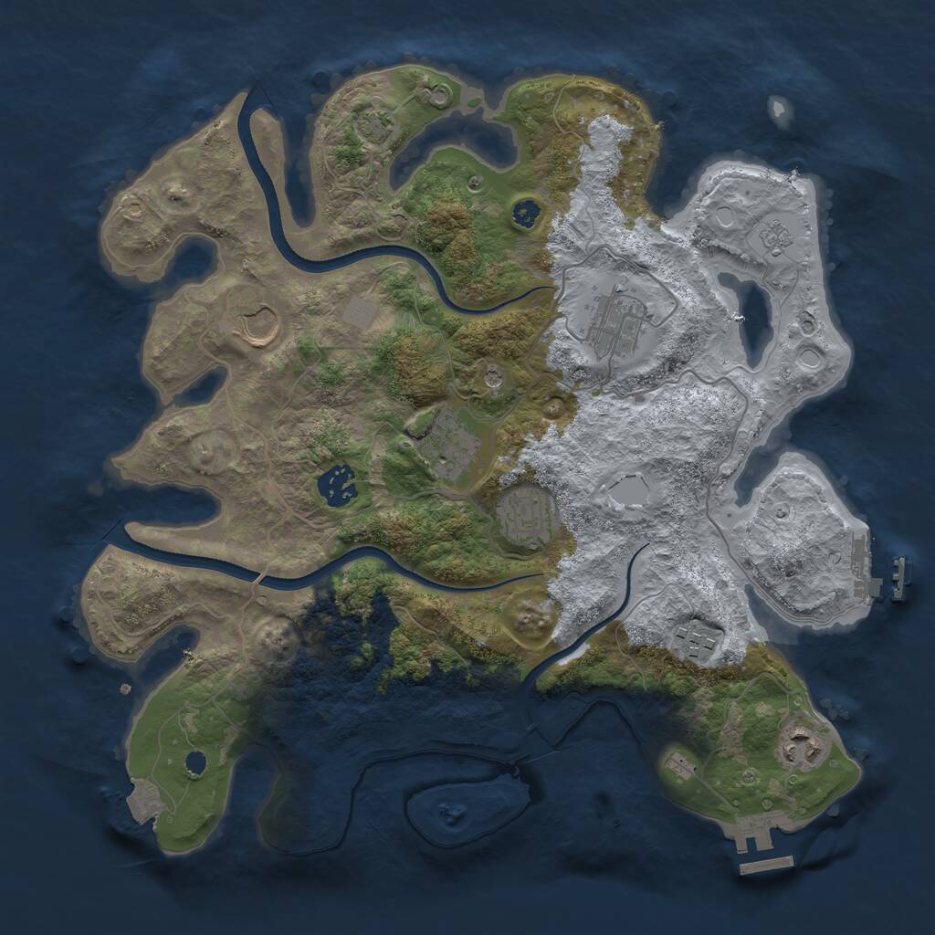 Rust Map: Procedural Map, Size: 3500, Seed: 613390983, 13 Monuments