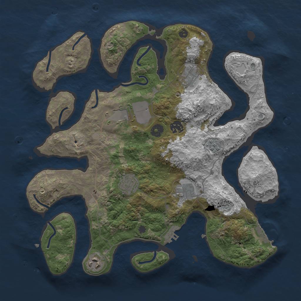 Rust Map: Procedural Map, Size: 3500, Seed: 613390983, 18 Monuments