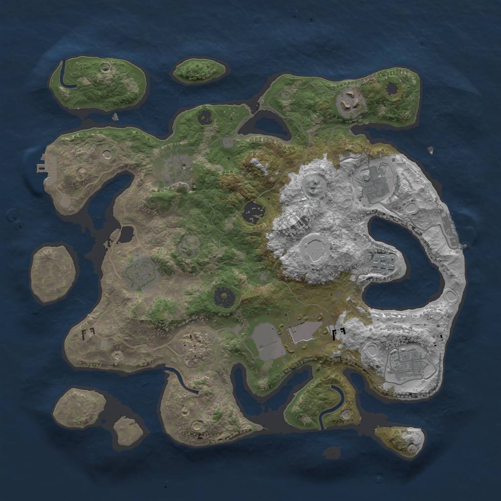 Rust Map: Procedural Map, Size: 3500, Seed: 111050437, 20 Monuments