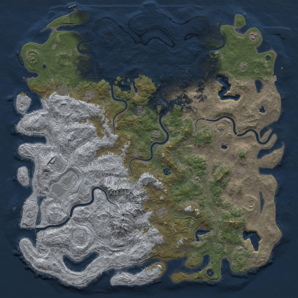 Rust Map: Procedural Map, Size: 6000, Seed: 1551634798, 17 Monuments