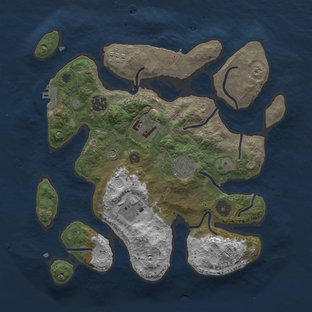 Rust Map: Procedural Map, Size: 3000, Seed: 42987, 16 Monuments