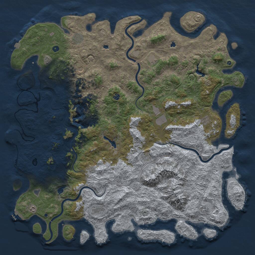 Rust Map: Procedural Map, Size: 6000, Seed: 12885748, 17 Monuments