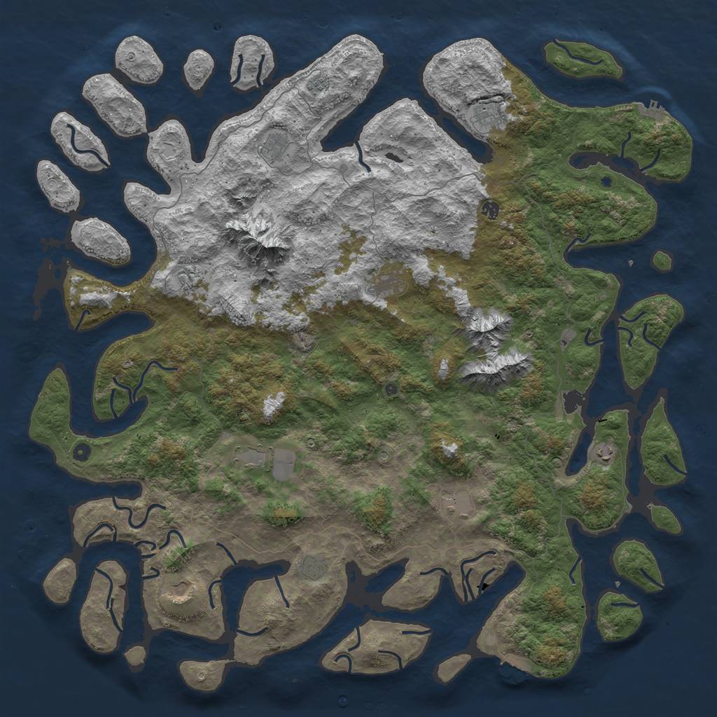 Rust Map: Procedural Map, Size: 6000, Seed: 4129983, 22 Monuments