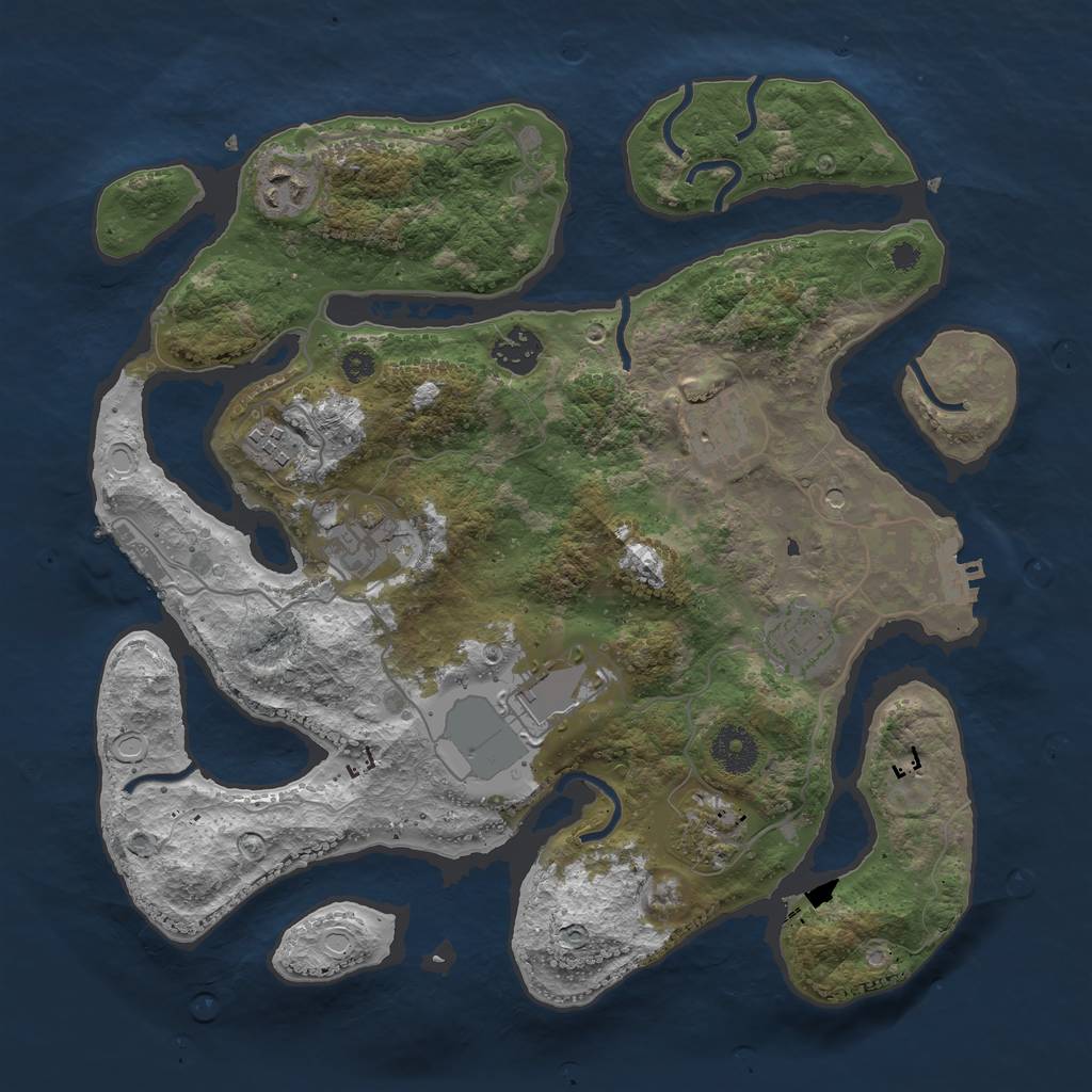 Rust Map: Procedural Map, Size: 3500, Seed: 63788, 19 Monuments