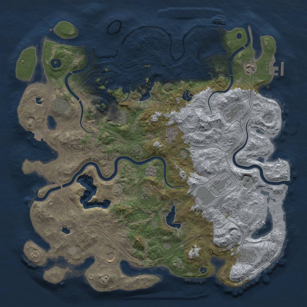Rust Map: Procedural Map, Size: 4500, Seed: 1417683108, 17 Monuments