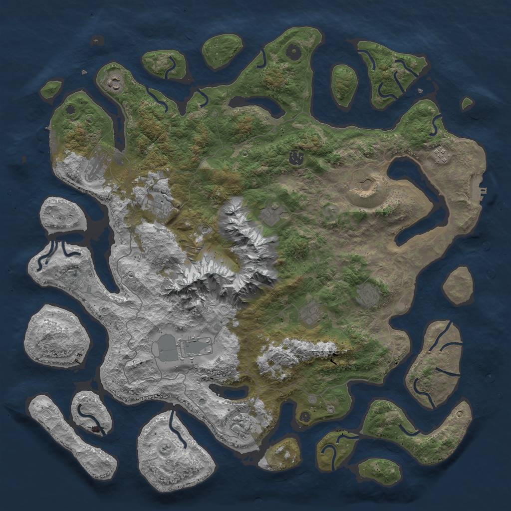 Rust Map: Procedural Map, Size: 5000, Seed: 689804556, 22 Monuments