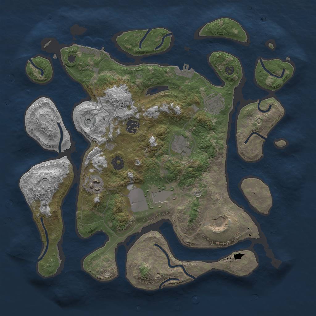 Rust Map: Procedural Map, Size: 3500, Seed: 633333, 17 Monuments