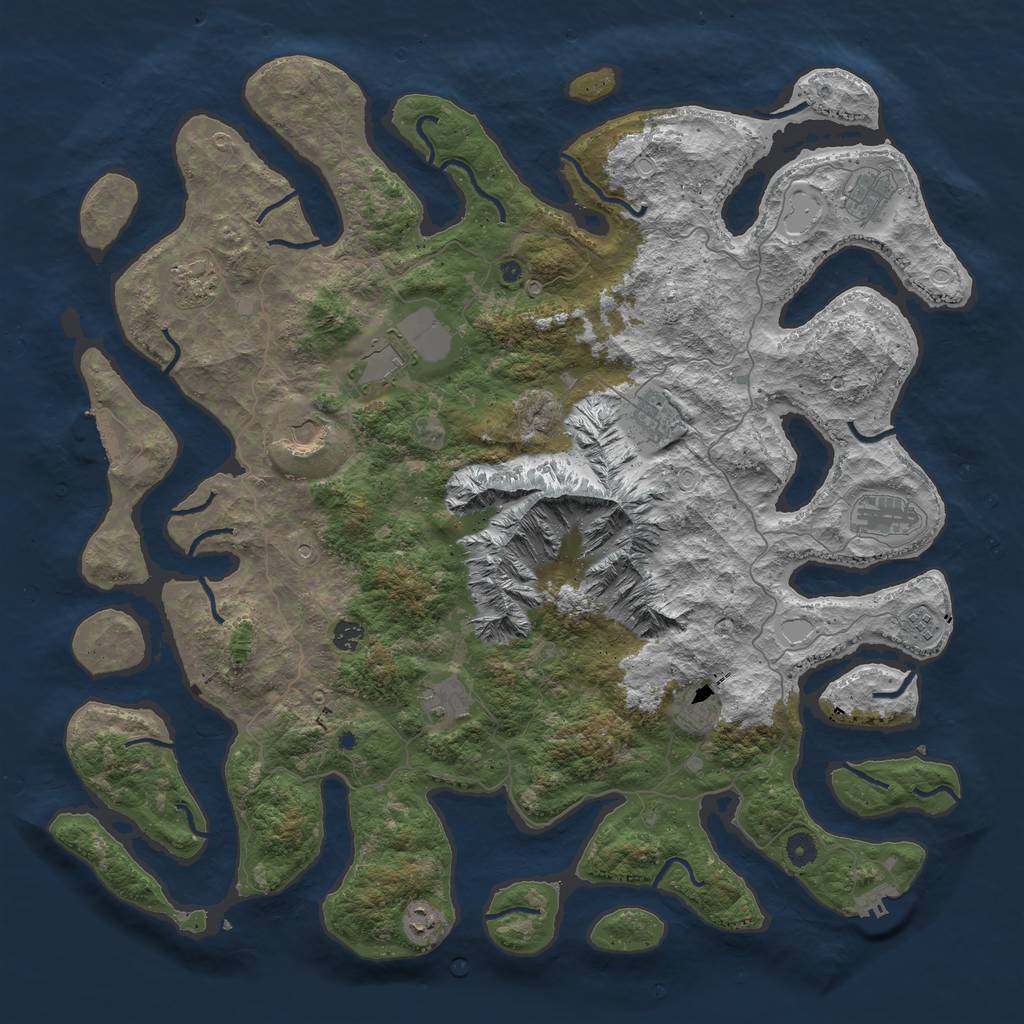Rust Map: Procedural Map, Size: 5000, Seed: 56140, 22 Monuments