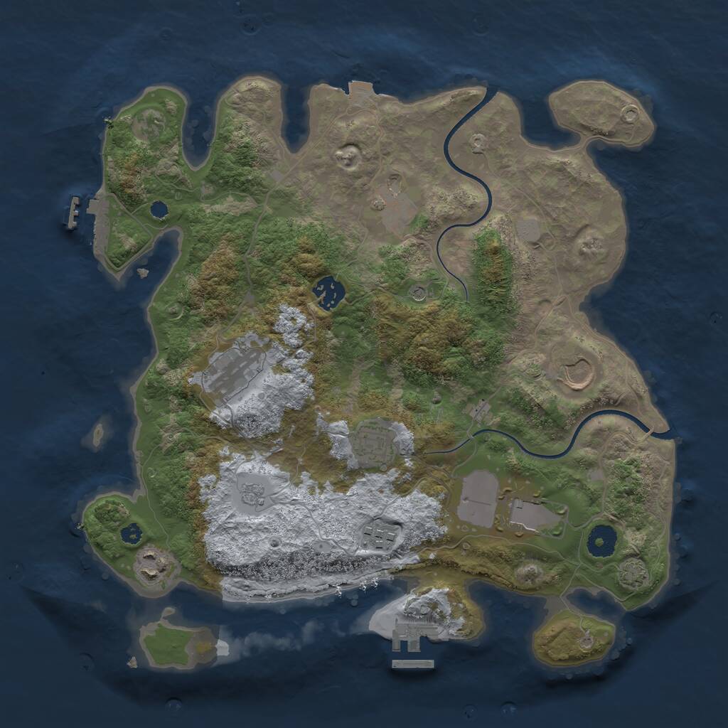 Rust Map: Procedural Map, Size: 3500, Seed: 1823096622, 14 Monuments