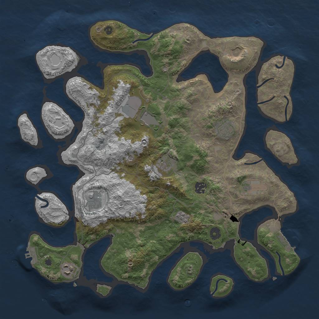 Rust Map: Procedural Map, Size: 4000, Seed: 487907462, 20 Monuments