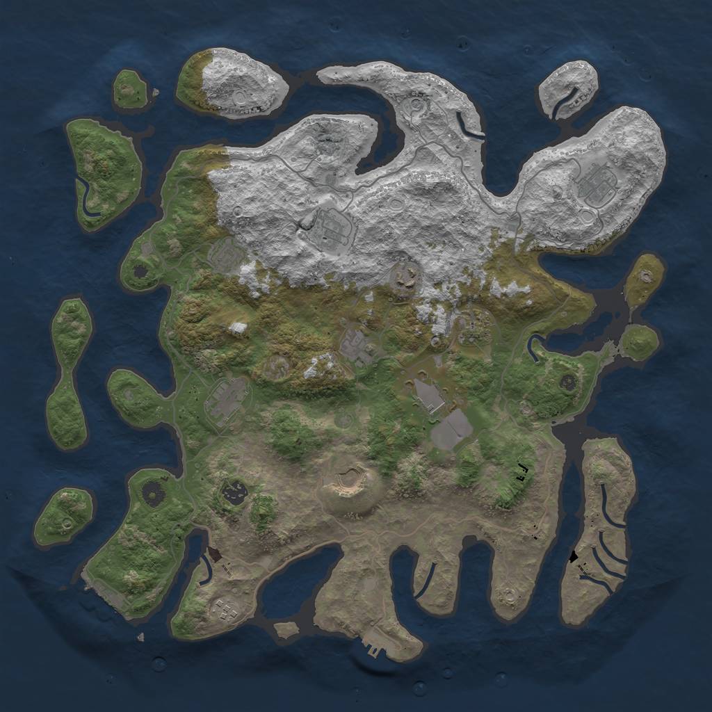 Rust Map: Procedural Map, Size: 4500, Seed: 105412666, 22 Monuments