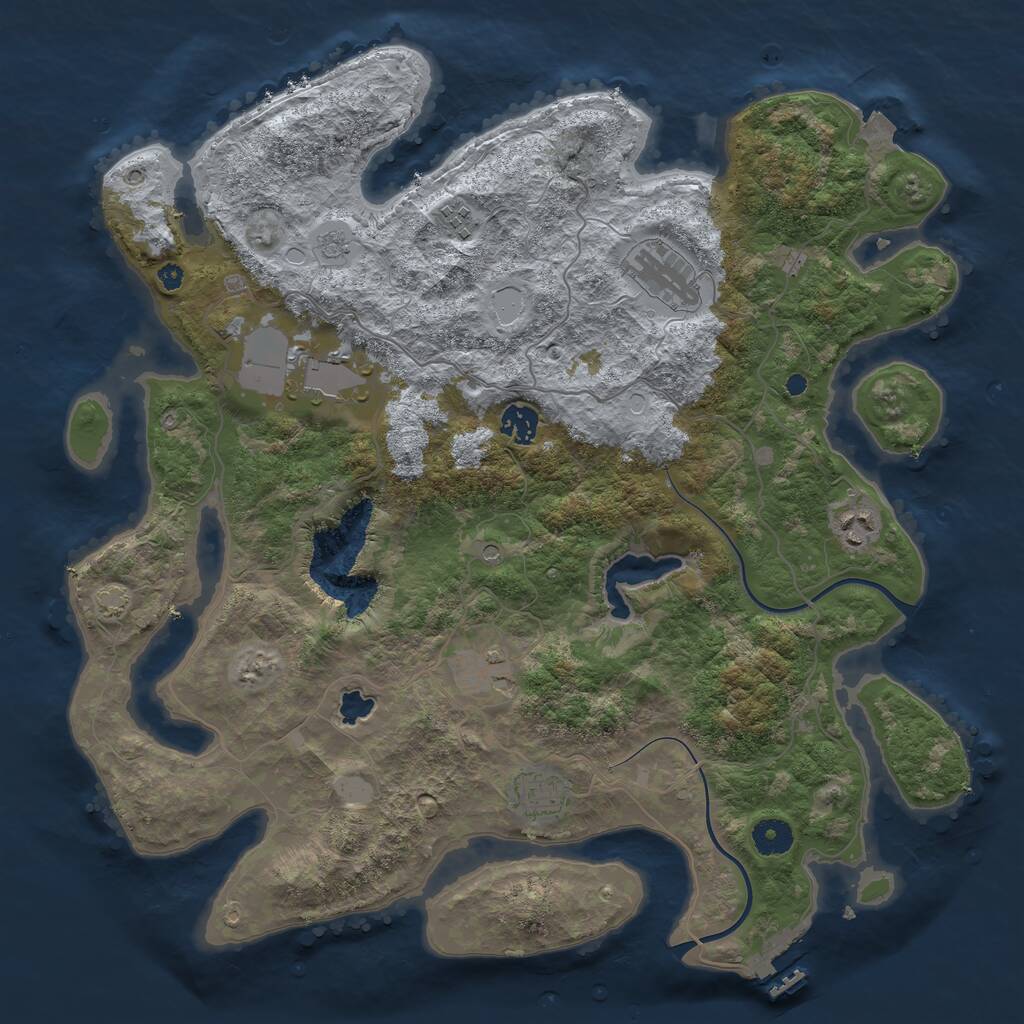 Rust Map: Procedural Map, Size: 4000, Seed: 124536, 12 Monuments