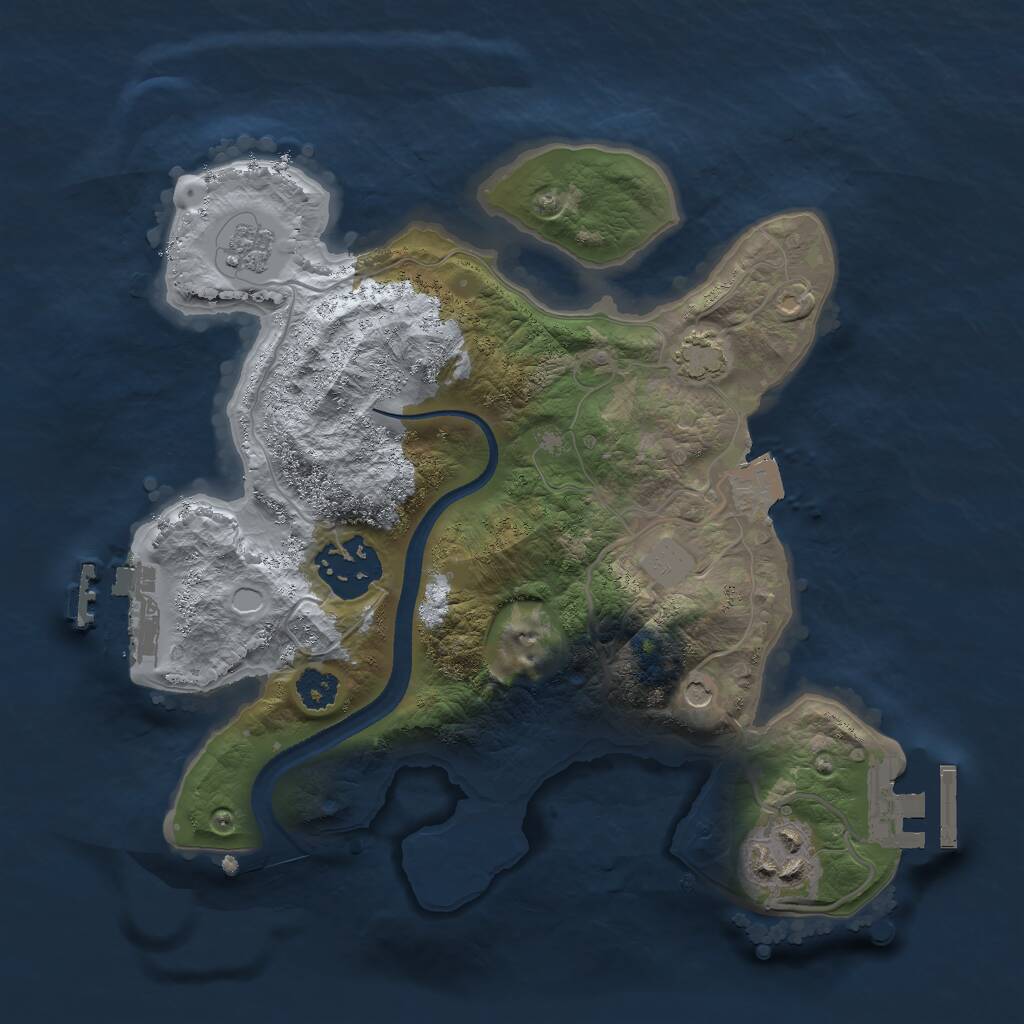 Rust Map: Procedural Map, Size: 2500, Seed: 3235464, 8 Monuments