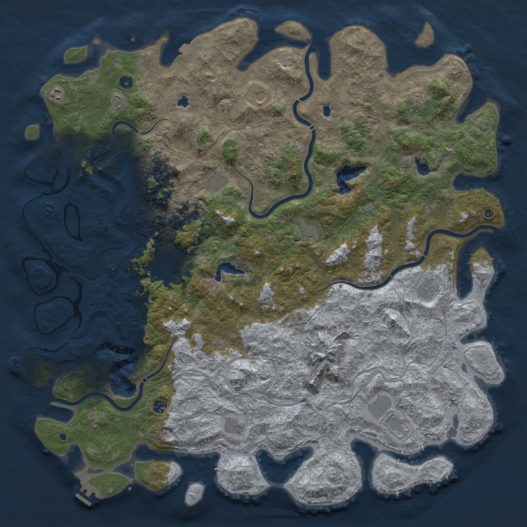 Rust Map: Procedural Map, Size: 6000, Seed: 2075546412, 17 Monuments