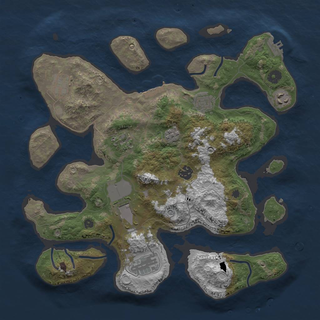 Rust Map: Procedural Map, Size: 3500, Seed: 1841672009, 19 Monuments