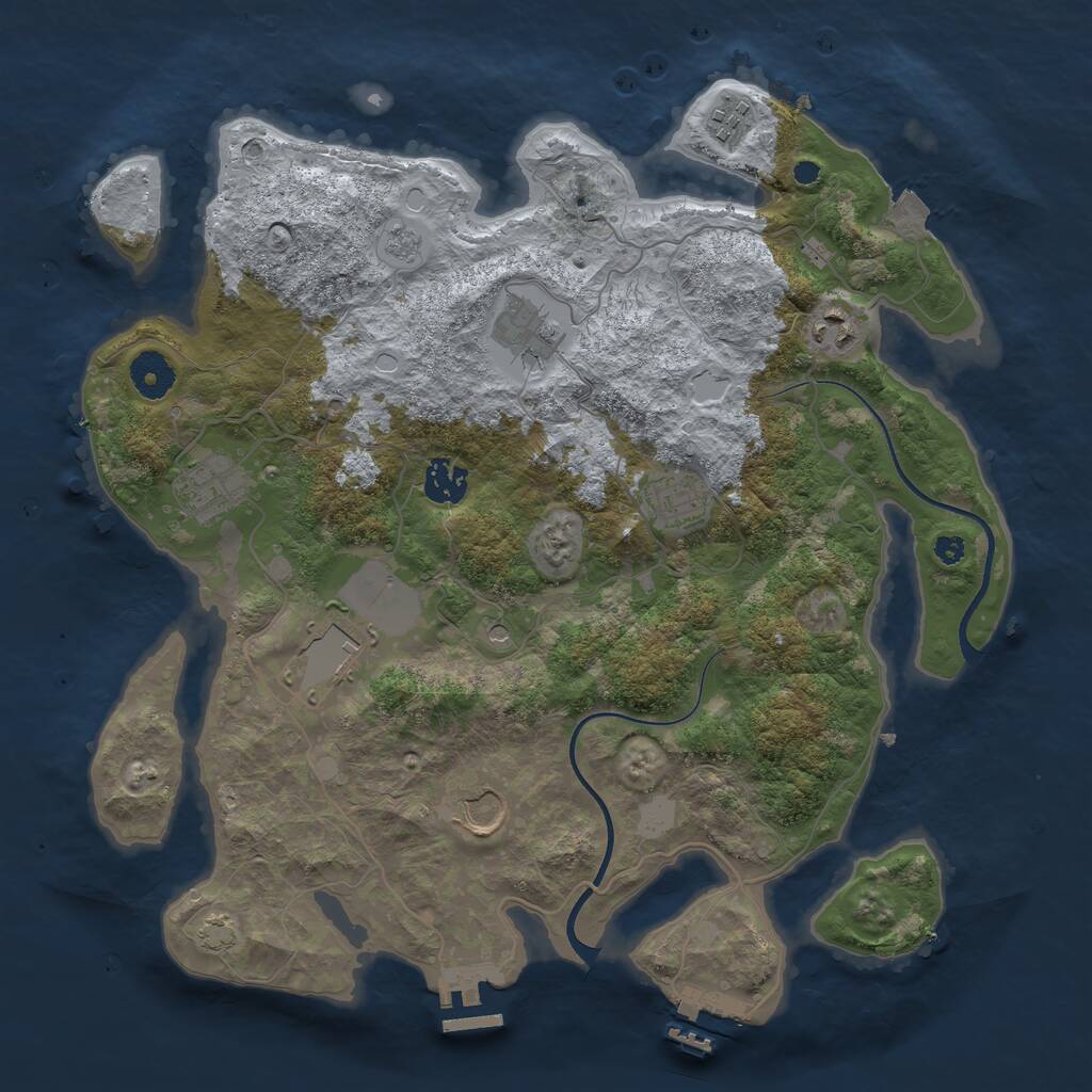 Rust Map: Procedural Map, Size: 3650, Seed: 6287223, 14 Monuments