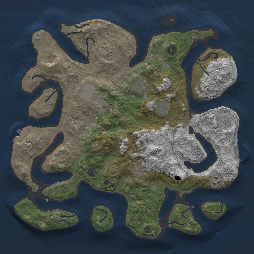 Rust Map: Procedural Map, Size: 4000, Seed: 1387661744, 21 Monuments