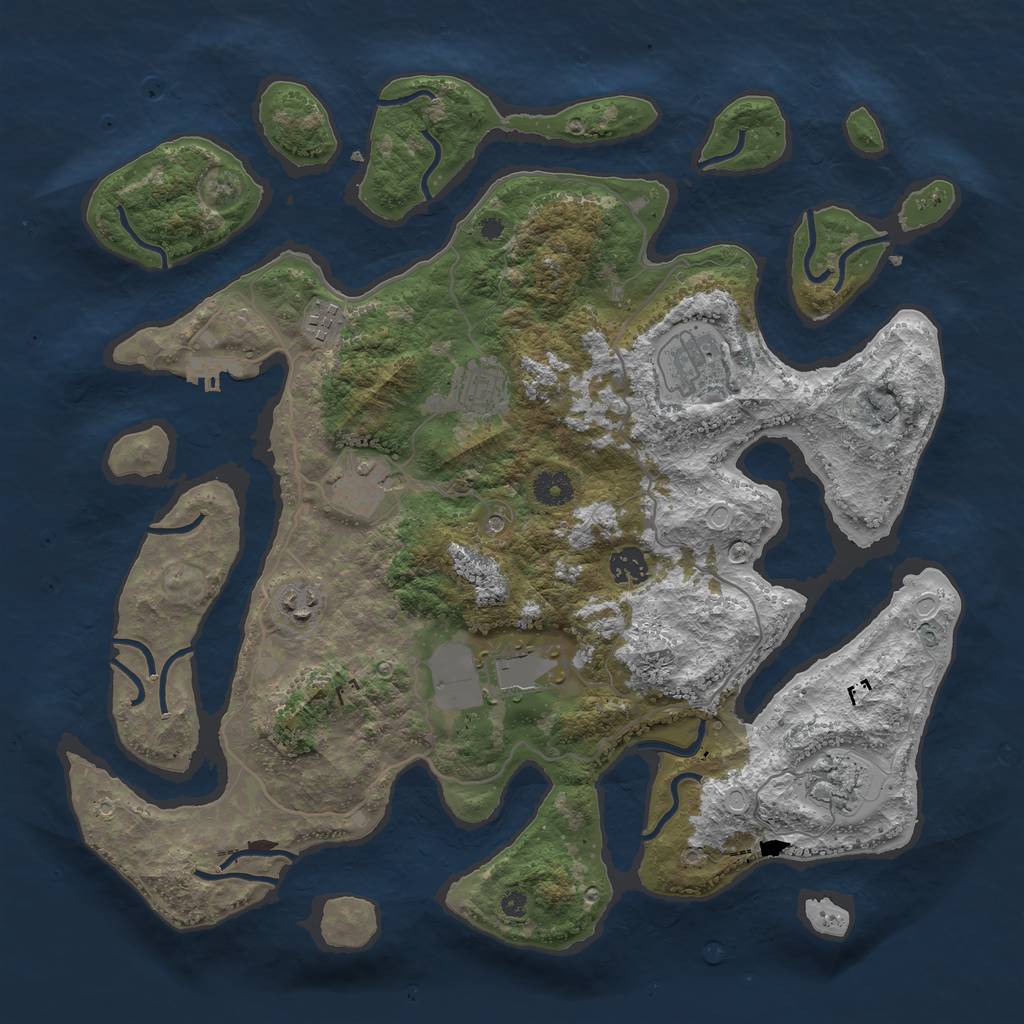 Rust Map: Procedural Map, Size: 4000, Seed: 463919, 18 Monuments