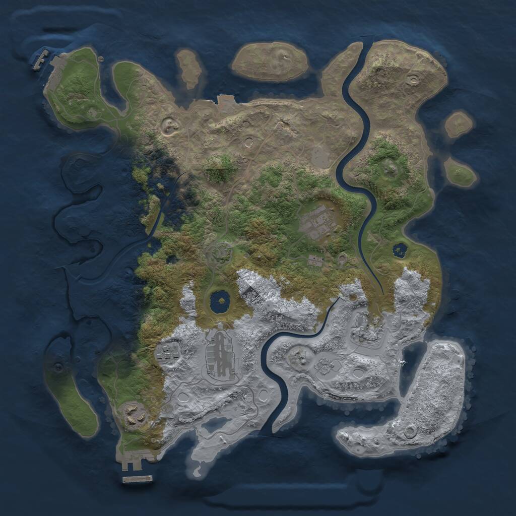 Rust Map: Procedural Map, Size: 3500, Seed: 93069, 11 Monuments