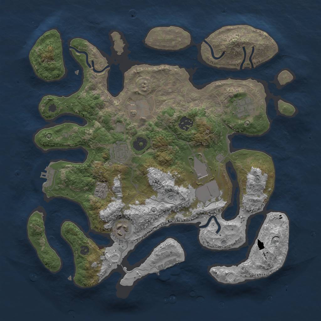 Rust Map: Procedural Map, Size: 3500, Seed: 93069, 18 Monuments