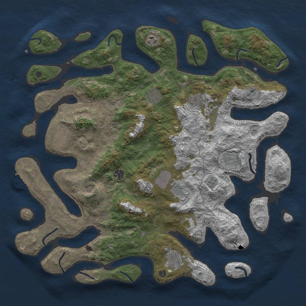 Rust Map: Procedural Map, Size: 4500, Seed: 1749591020, 20 Monuments