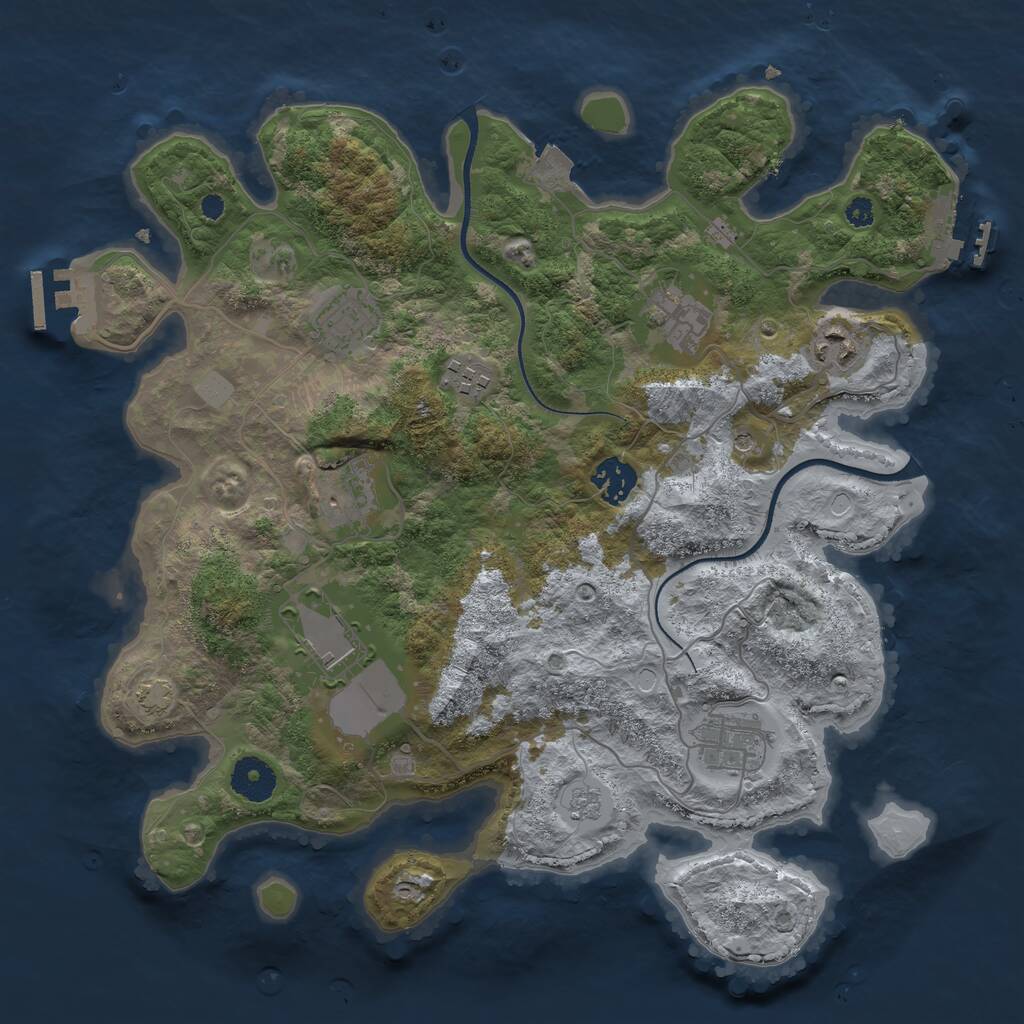 Rust Map: Procedural Map, Size: 3500, Seed: 526312284, 14 Monuments
