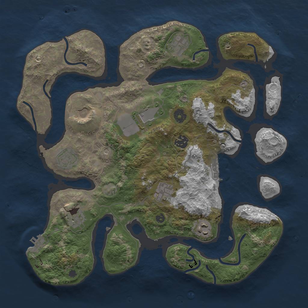 Rust Map: Procedural Map, Size: 3500, Seed: 435784533, 19 Monuments