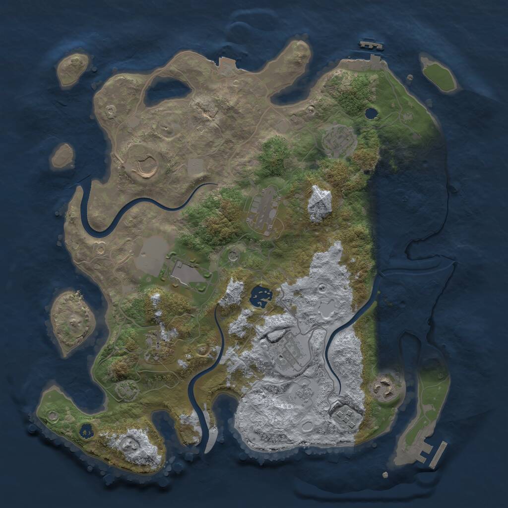 Rust Map: Procedural Map, Size: 3500, Seed: 123486789, 15 Monuments