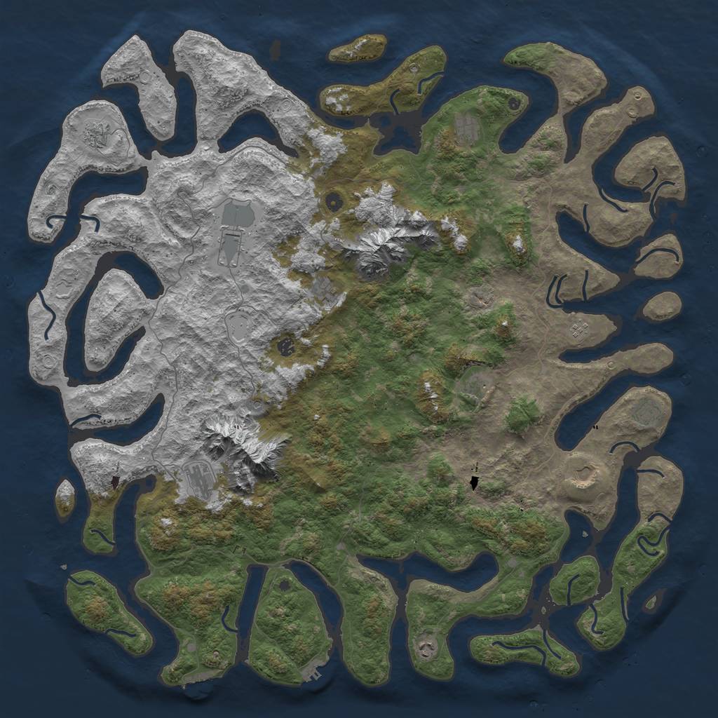 Rust Map: Procedural Map, Size: 6000, Seed: 340021, 22 Monuments