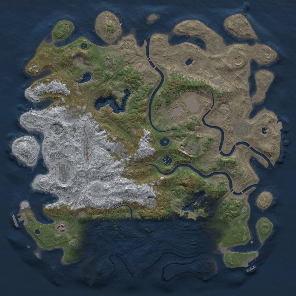 Rust Map: Procedural Map, Size: 4800, Seed: 314159999, 17 Monuments
