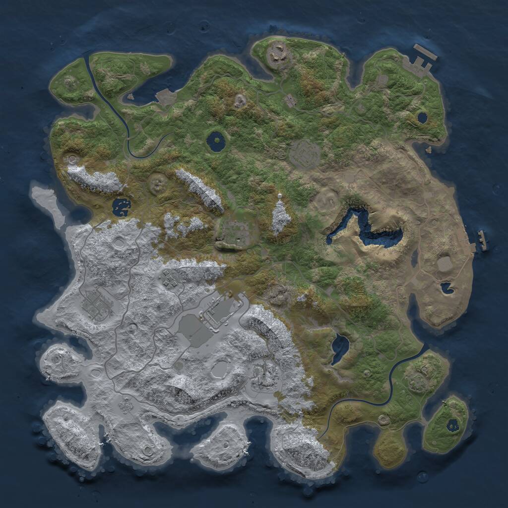 Rust Map: Procedural Map, Size: 4000, Seed: 773729, 14 Monuments