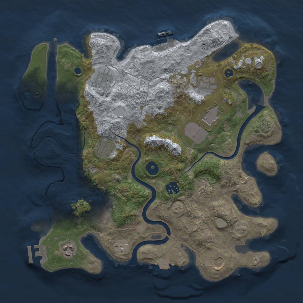 Rust Map: Procedural Map, Size: 3500, Seed: 87538, 16 Monuments