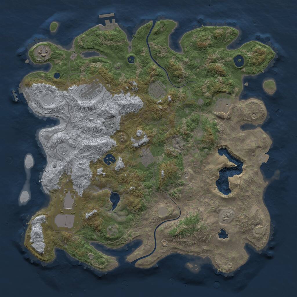Rust Map: Procedural Map, Size: 4000, Seed: 418034635, 14 Monuments